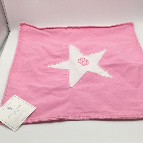 Pottery Barn Kids Canvas Star Pink  White Pillow Sham 16 in x 16 in - Picture 9 of 9